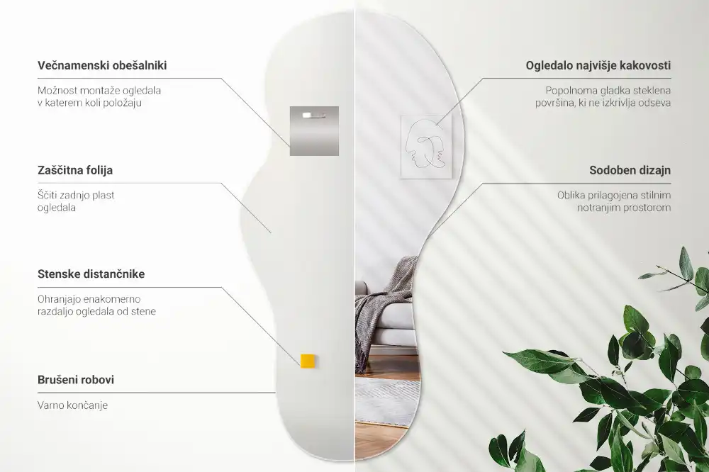 Miroir suspendu de forme organique