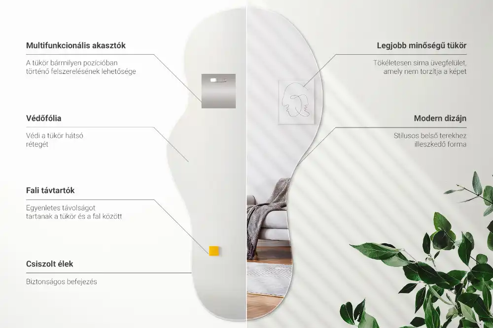 Miroir suspendu de forme organique