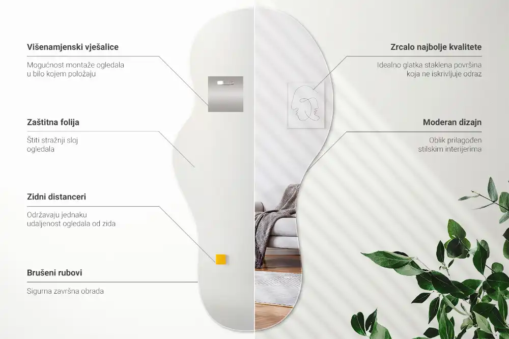 Miroir suspendu de forme organique