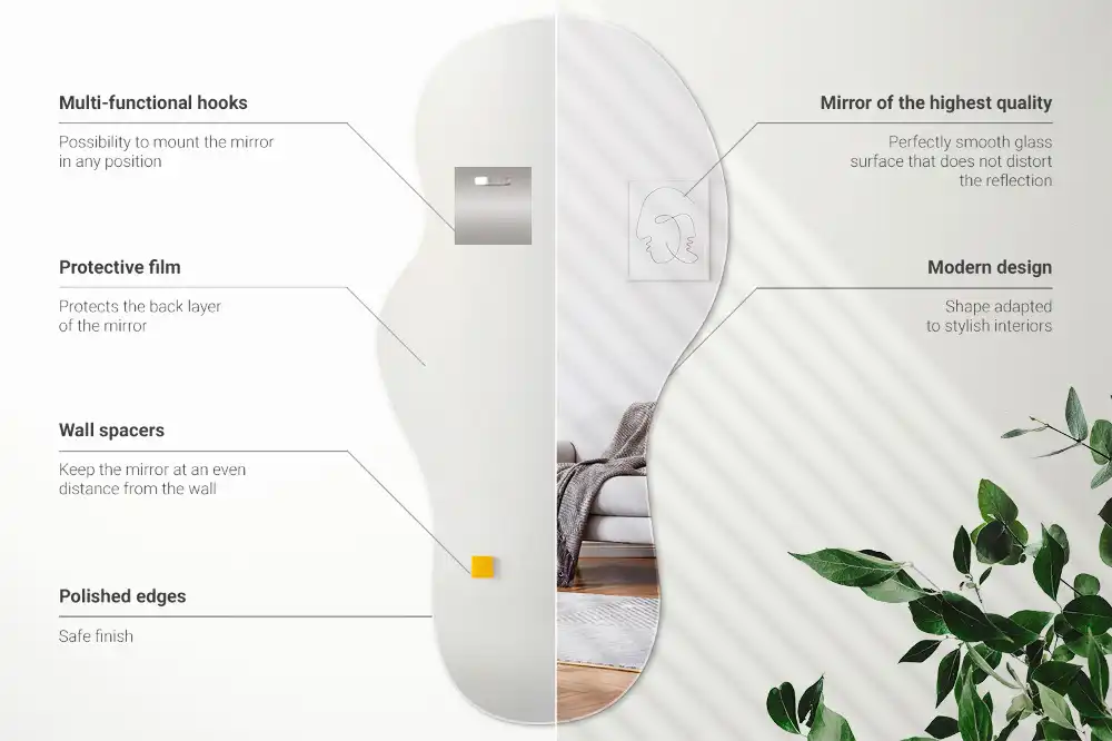 Miroir suspendu de forme organique