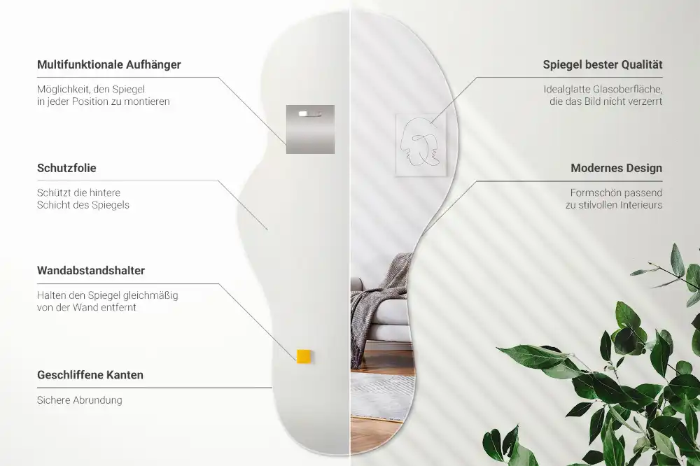 Miroir suspendu de forme organique