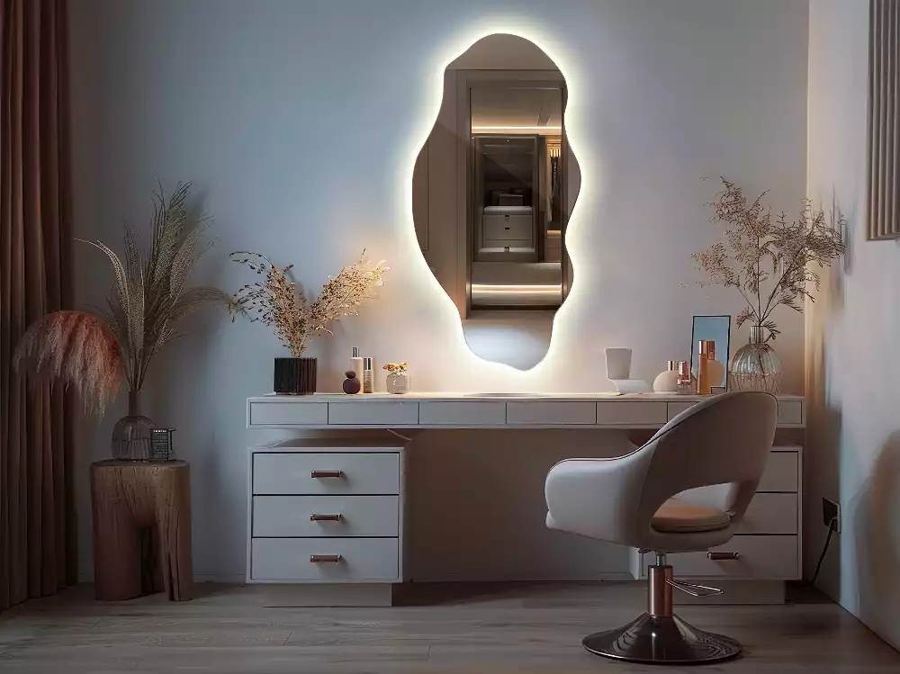 Miroir décoratif organique avec éclairage LED