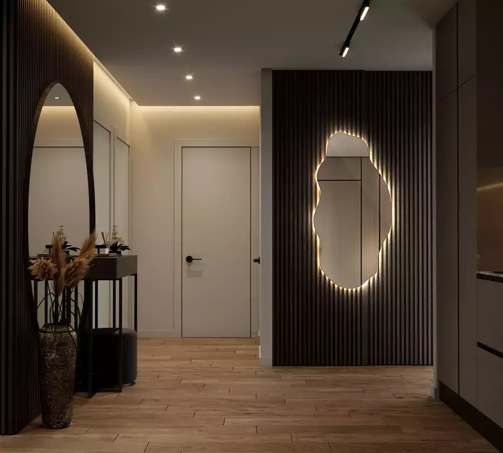 Miroir décoratif organique avec éclairage LED