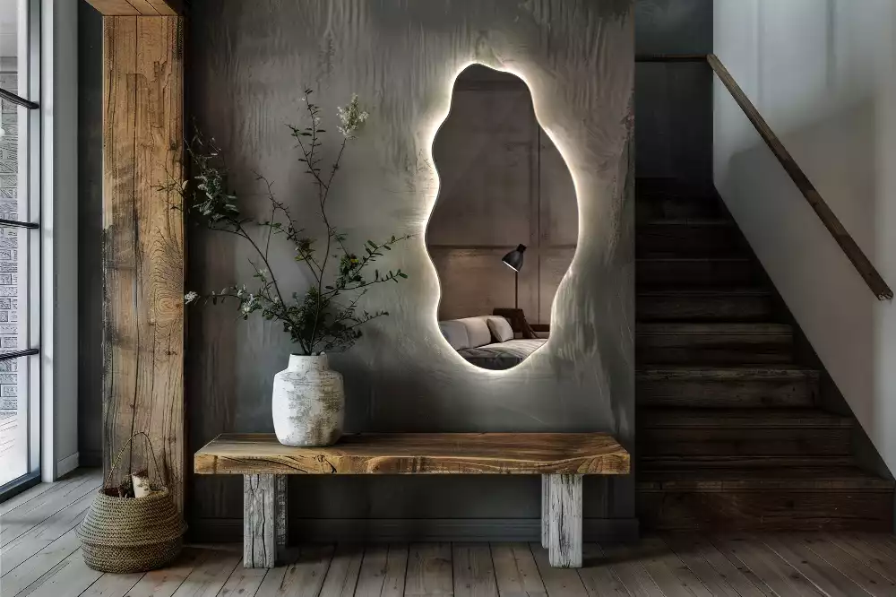 Miroir décoratif organique avec éclairage LED