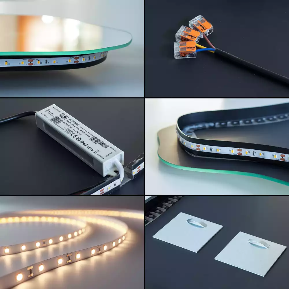 Miroir décoratif organique avec éclairage LED