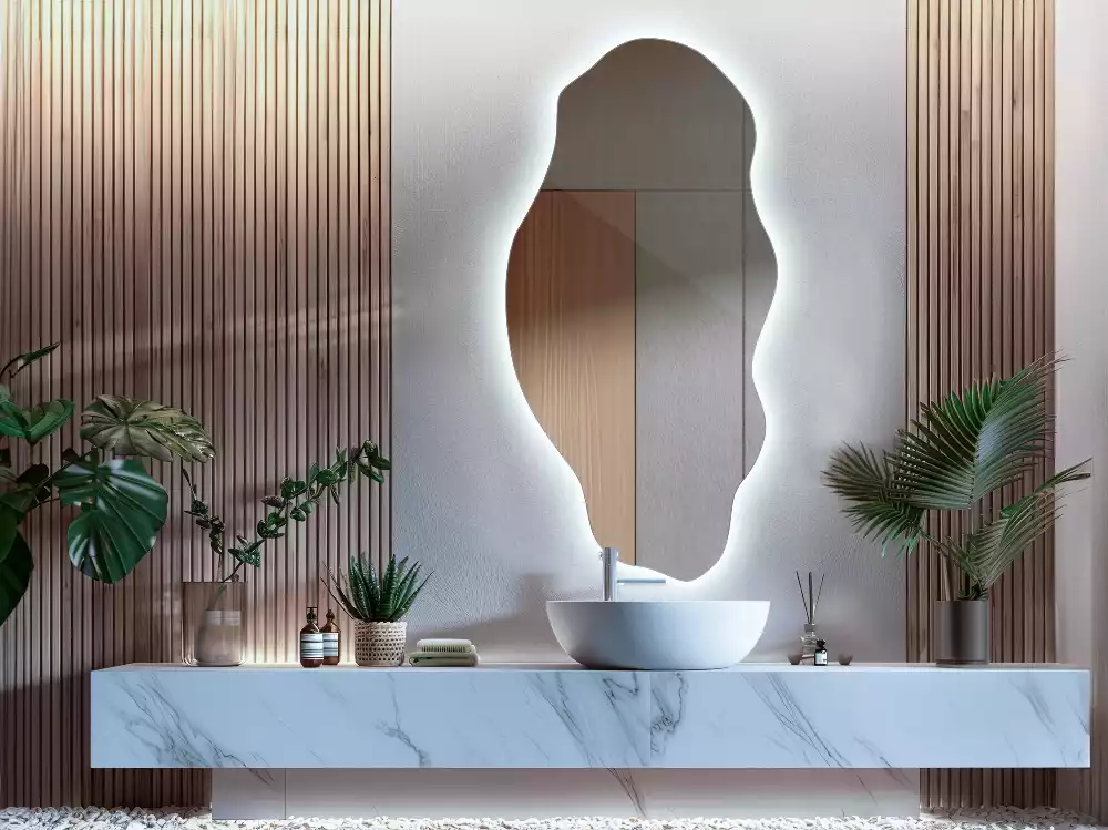 Miroir décoratif organique avec éclairage LED