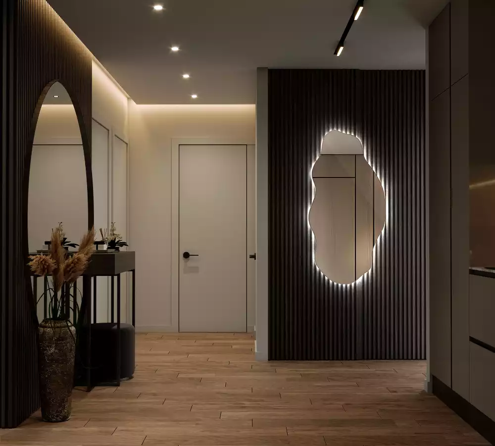 Miroir décoratif organique avec éclairage LED