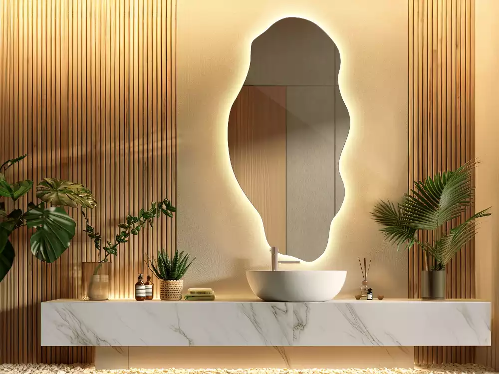 Miroir décoratif organique avec éclairage LED