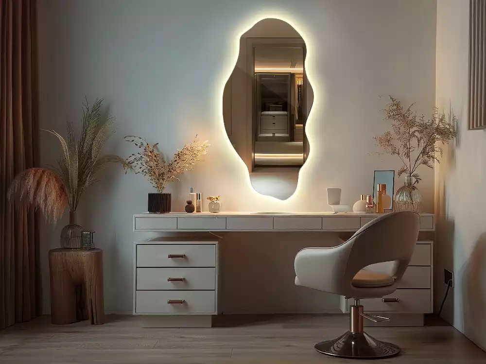 Miroir décoratif organique avec éclairage LED