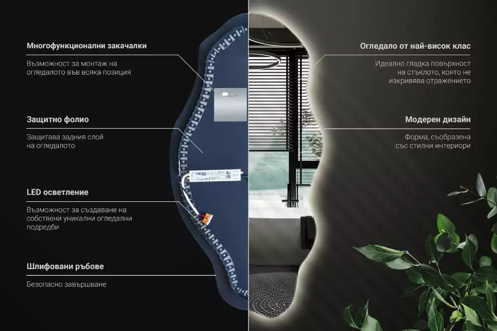 Miroir décoratif organique avec éclairage LED