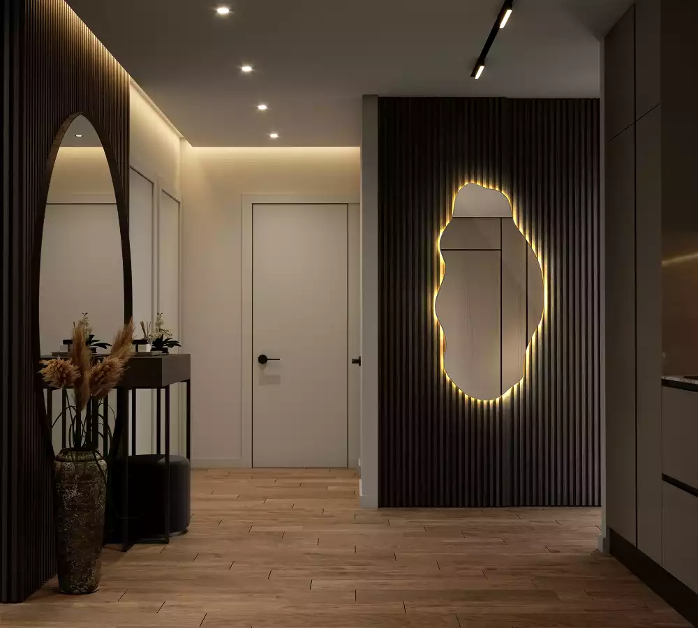 Miroir décoratif organique avec éclairage LED