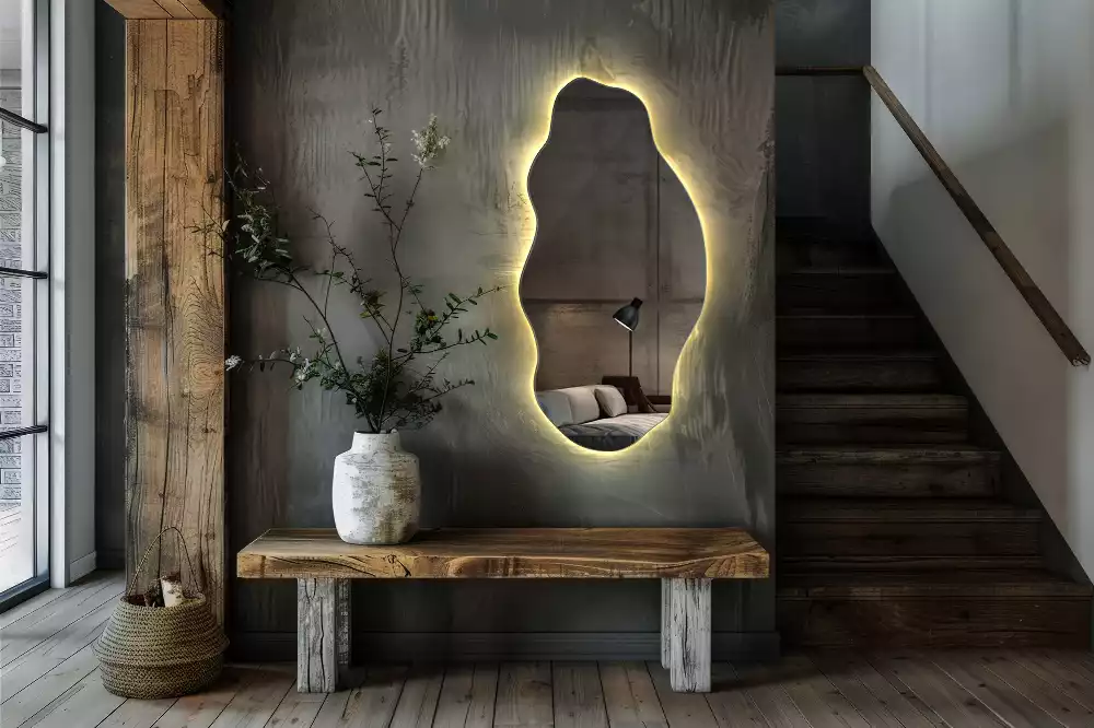 Miroir décoratif organique avec éclairage LED