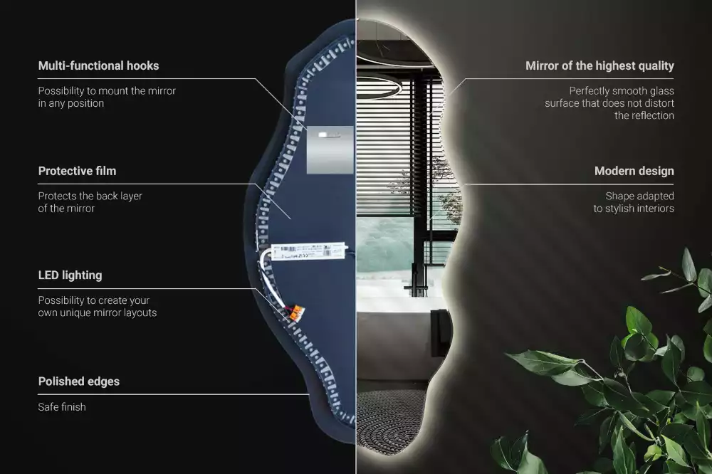 Miroir décoratif organique avec éclairage LED