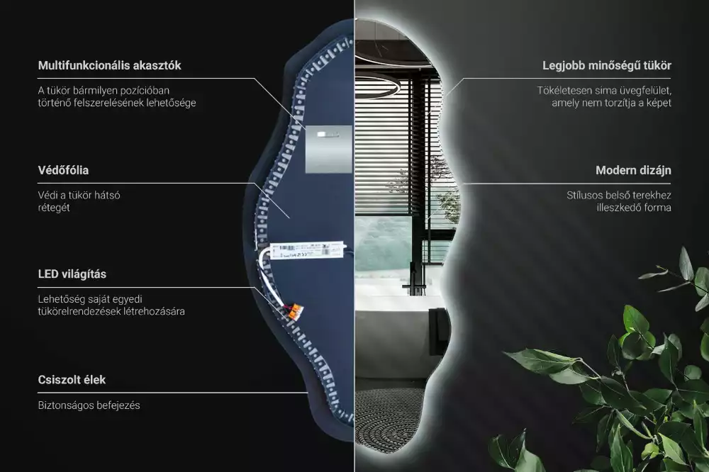 Miroir décoratif organique avec éclairage LED