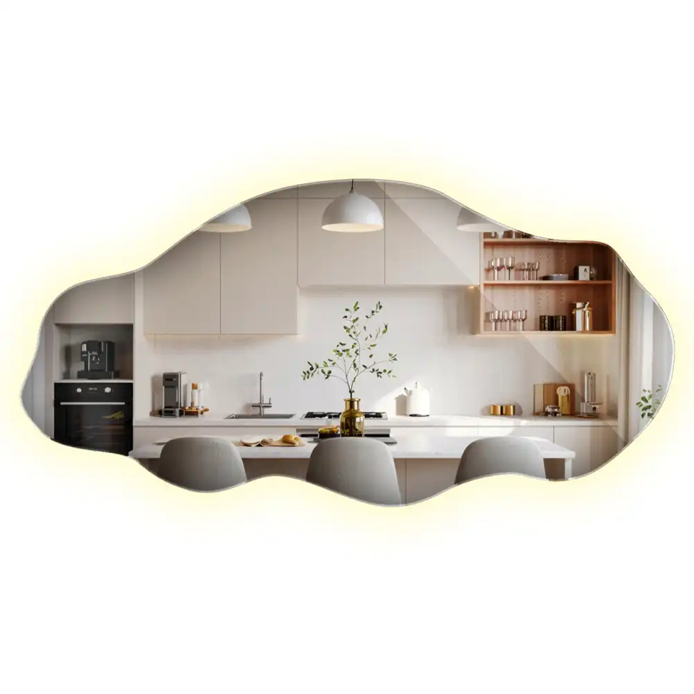 Miroir décoratif organique avec éclairage LED