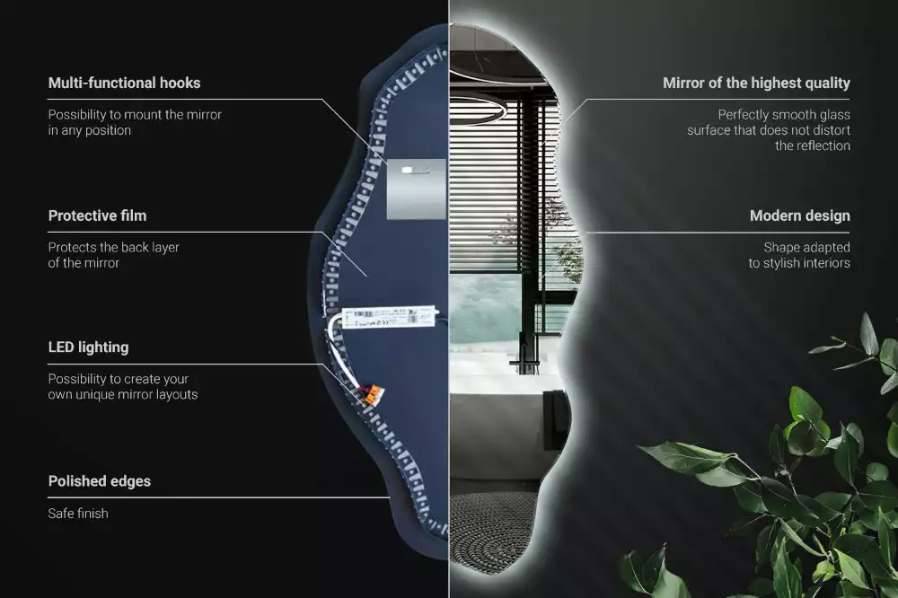 Miroir décoratif organique avec éclairage LED