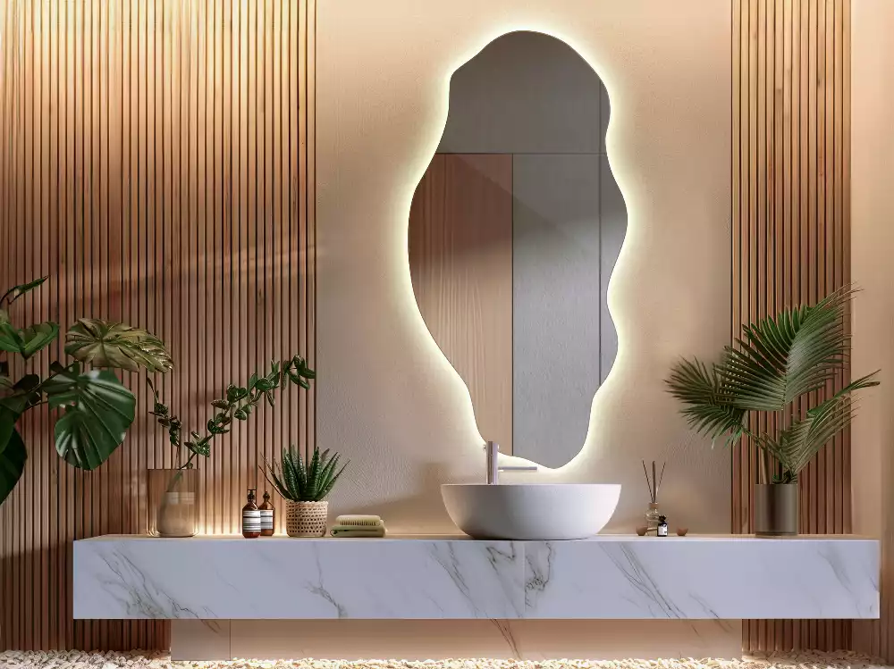 Miroir décoratif organique avec éclairage LED