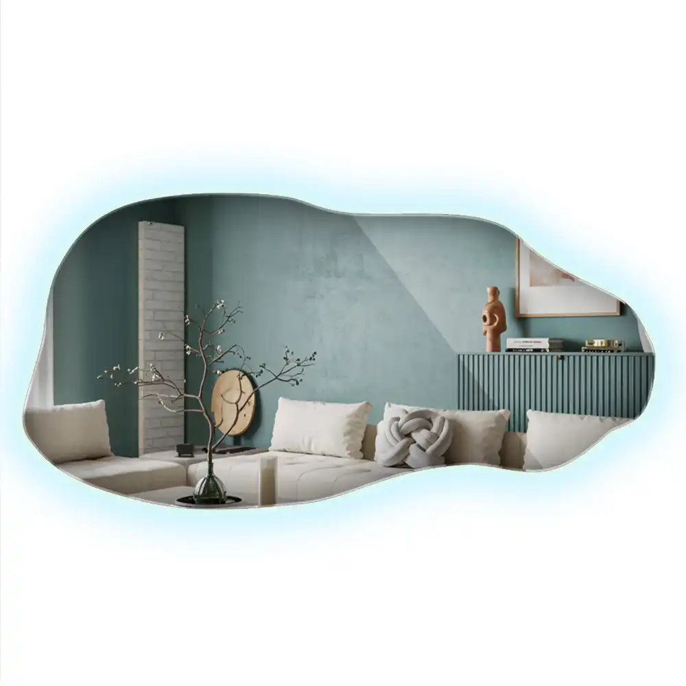 Miroir suspendu de forme organique avec éclairage LED