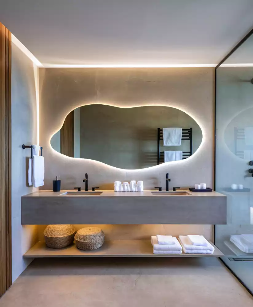 Miroir organique lumineux suspendu au design original