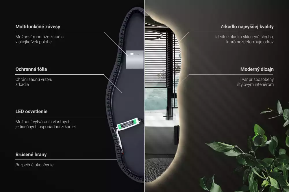 Miroir organique lumineux suspendu au design original