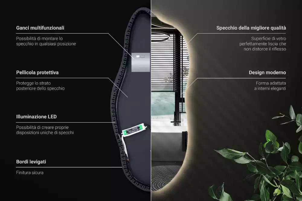 Miroir organique lumineux suspendu au design original