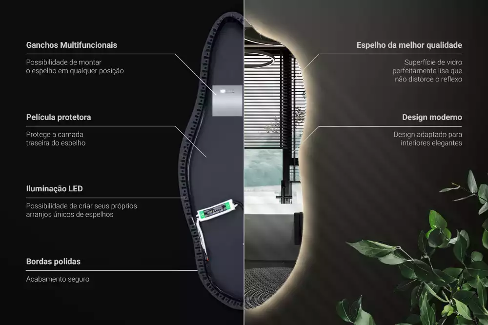 Miroir organique lumineux suspendu au design original