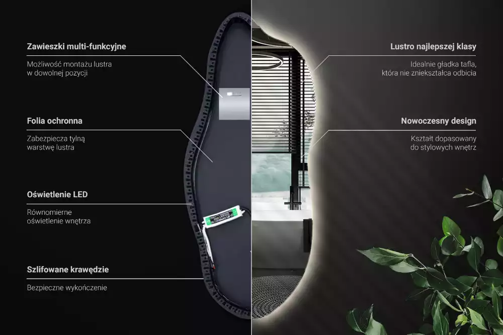 Miroir organique lumineux suspendu au design original