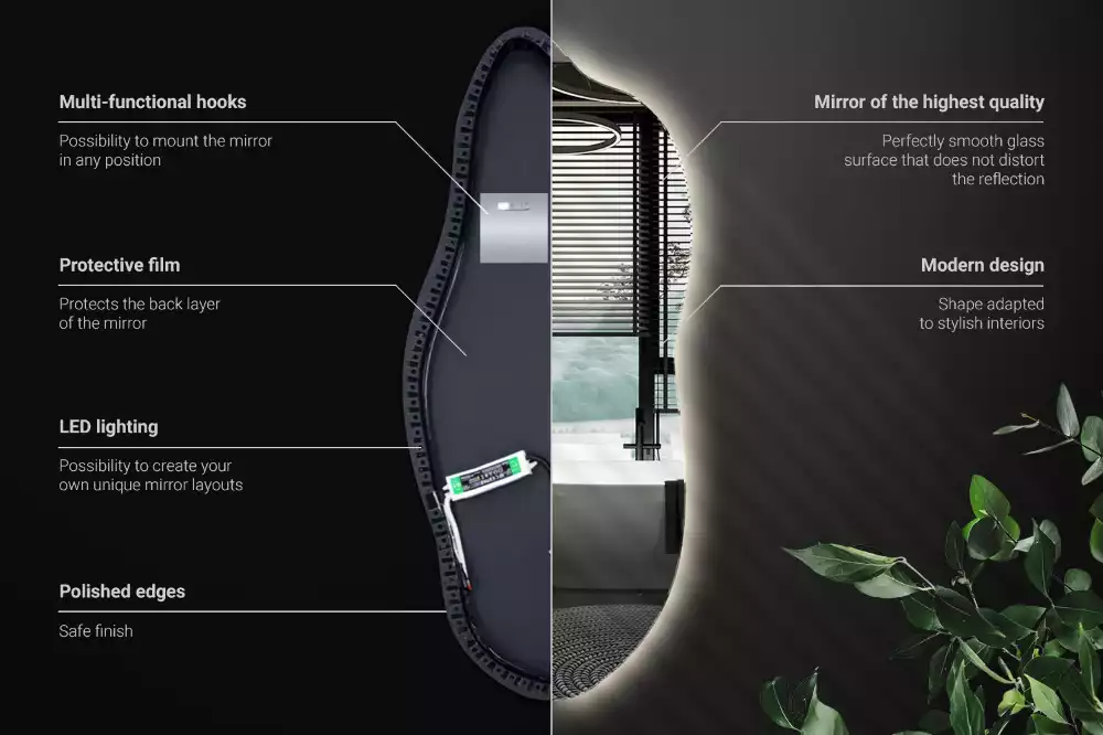 Miroir organique lumineux suspendu au design original