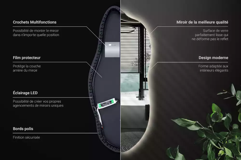 Miroir organique lumineux suspendu au design original