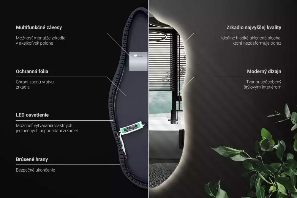 Miroir organique lumineux suspendu au design original
