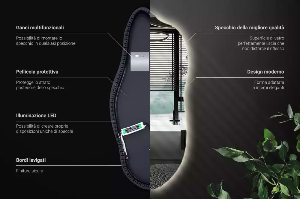 Miroir organique lumineux suspendu au design original