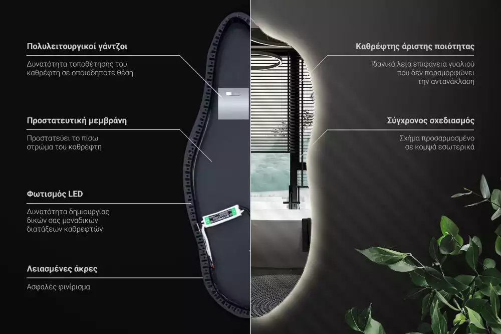 Miroir organique lumineux suspendu au design original