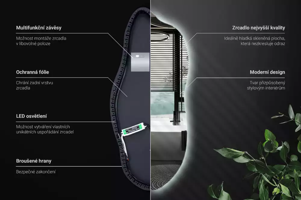 Miroir organique lumineux suspendu au design original