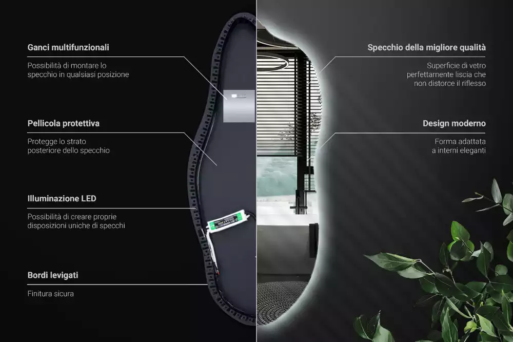 Miroir organique lumineux suspendu au design original