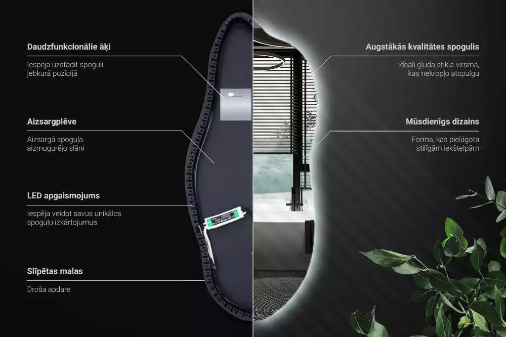 Miroir organique lumineux suspendu au design original
