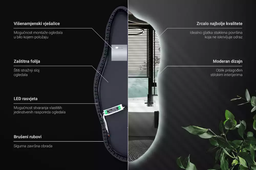 Miroir organique lumineux suspendu au design original