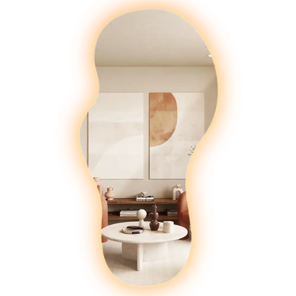 Miroir mural LED moderne de forme organique