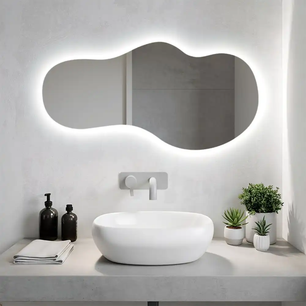 Miroir mural LED moderne de forme organique