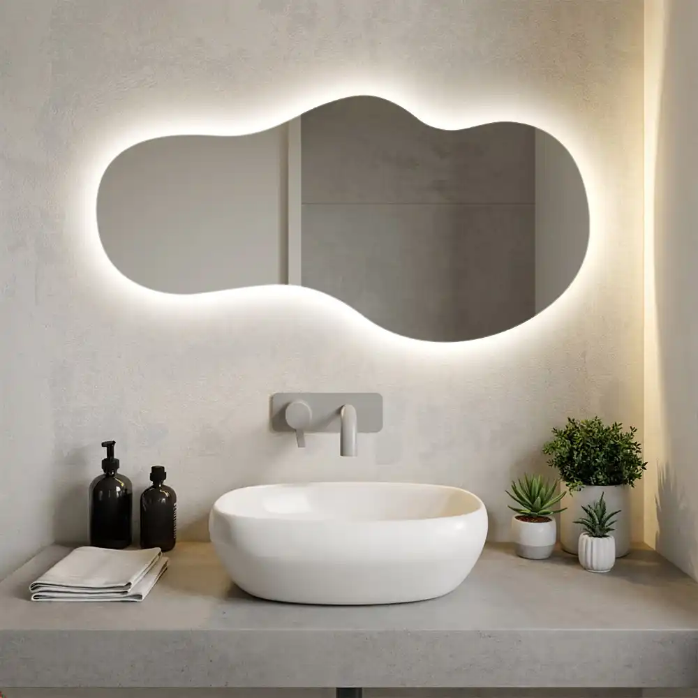 Miroir mural LED moderne de forme organique