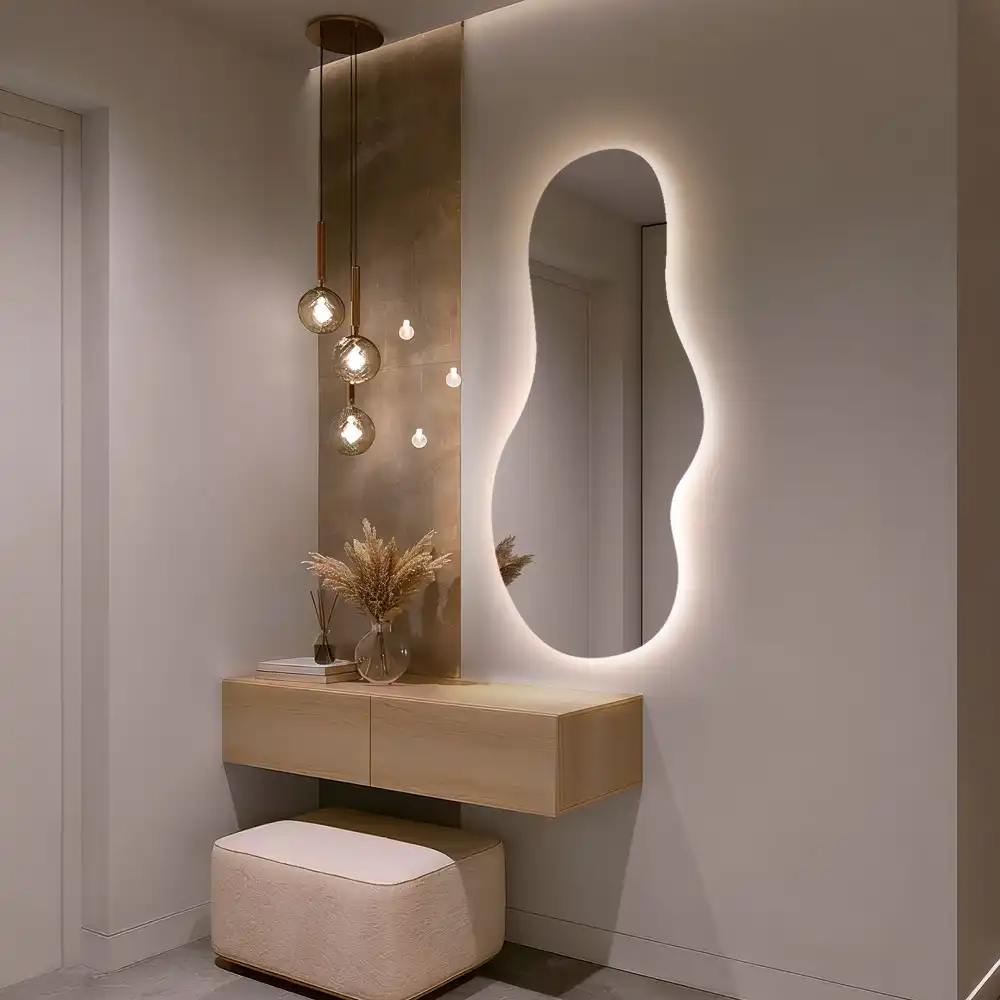 Miroir mural LED moderne de forme organique