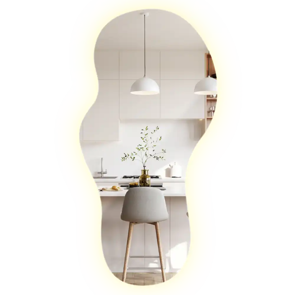Miroir mural LED moderne de forme organique