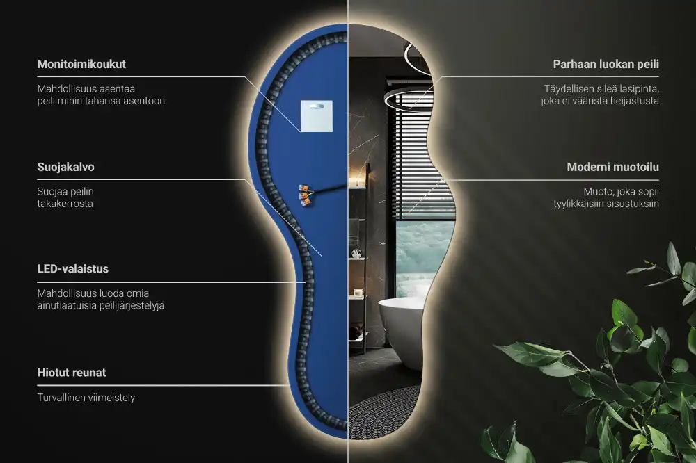 Miroir mural LED moderne de forme organique