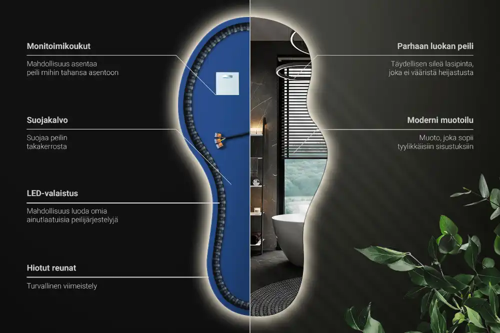 Miroir mural LED moderne de forme organique
