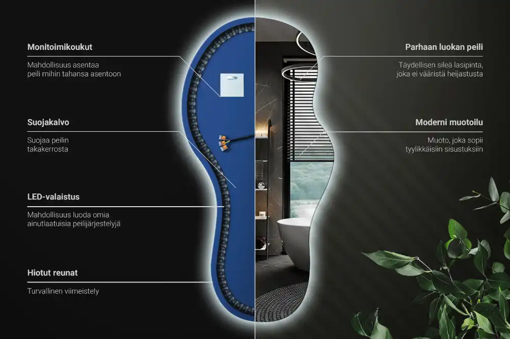 Miroir mural LED moderne de forme organique