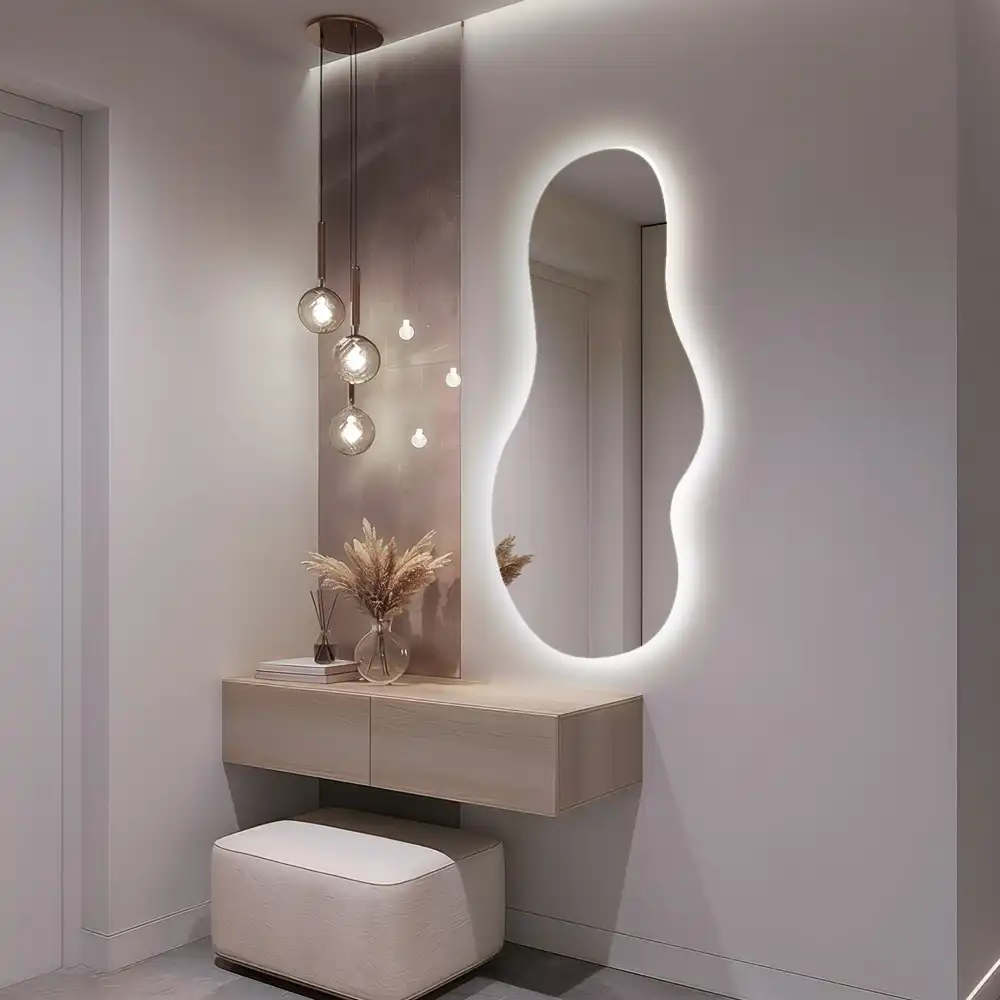 Miroir mural LED moderne de forme organique