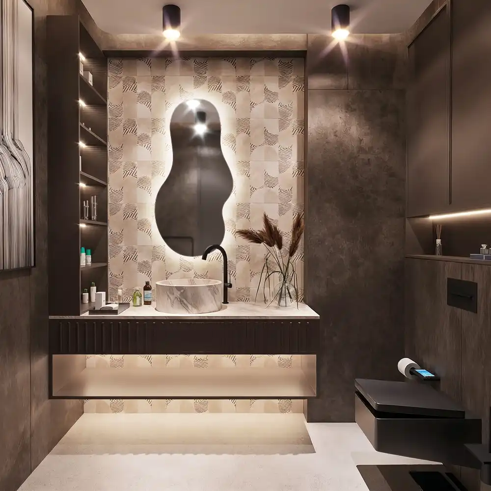 Miroir mural LED moderne de forme organique