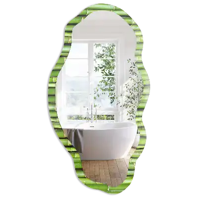 Miroir décoratif irrégulier à motif bambou vert