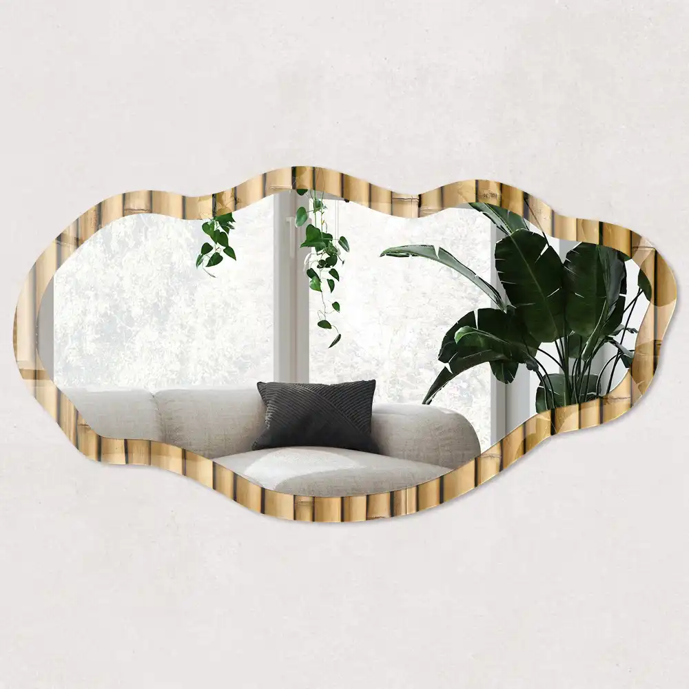 Miroir irrégulier à motif bambou