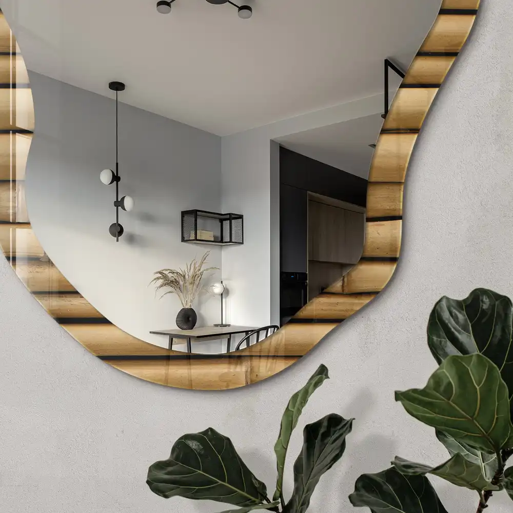 Miroir irrégulier à motif bambou