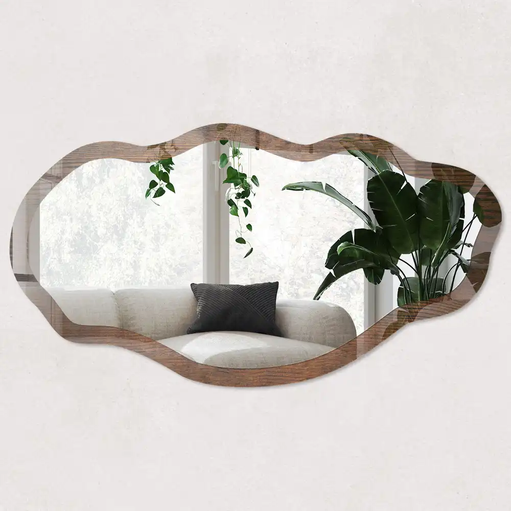 Miroir irrégulier effet bois rustique